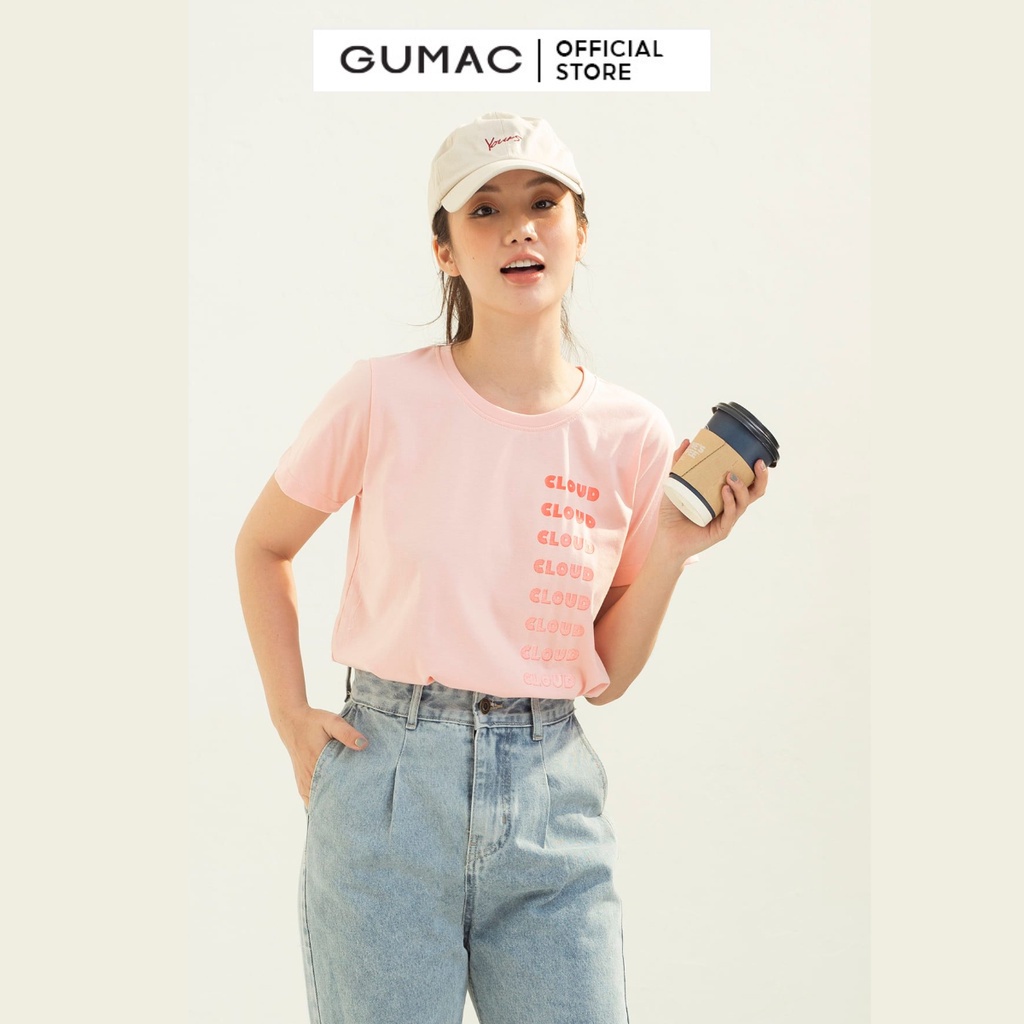 [Mã WABRGUM giảm 10% tối đa 30K đơn 99K] Áo thun nữ cổ tròn in chữ dễ thương GUMAC nhiều màu cá tính ATC03058