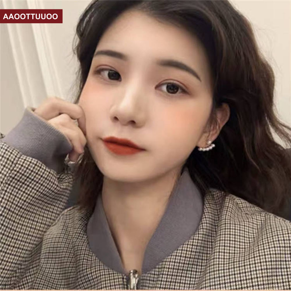 Khuyên Tai Mạ Bạc Đính Ngọc Trai Phong Cách Hàn Quốc Đơn Giản