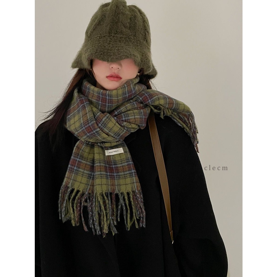 Khăn Choàng Cổ Họa Tiết Sọc Caro Phong Cách Vintage