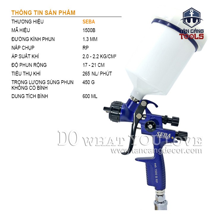 Súng Phun Sơn Seba 1500B 1.3 mm RP 600 cc