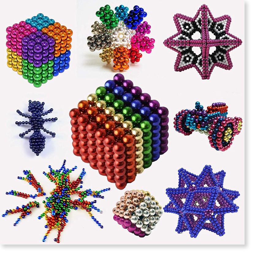 Bi nam châm tròn - bucky ball 5mm 8 màu 216 viên