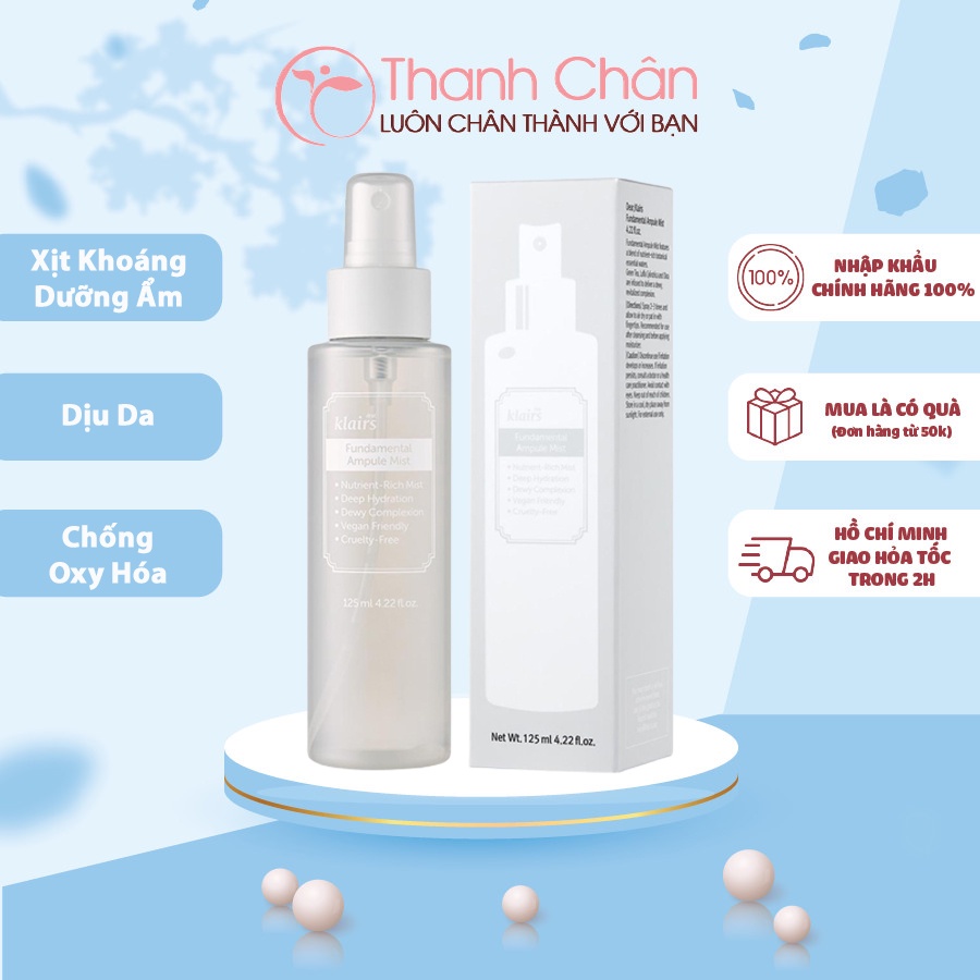 Xịt Khoáng Dưỡng Ẩm, Làm Dịu Da, Chống Oxy Hóa Klairs Fundamental Ampule Mist 125ml