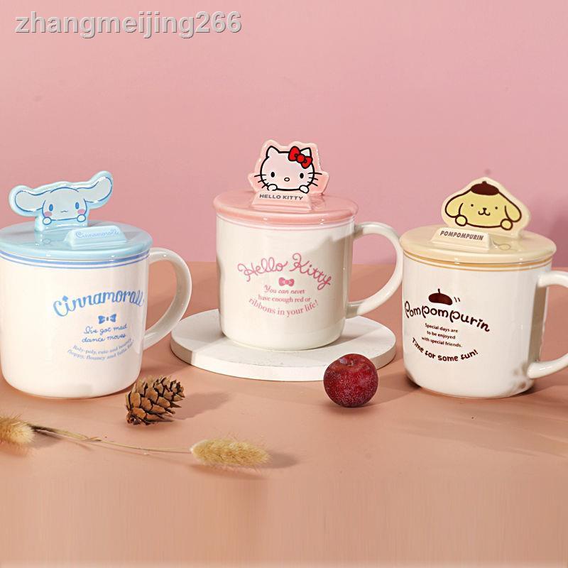 ♗♧Cốc Uống Nước MINISO MINISO Sanrio Cinnamon Dog Bằng Sứ Có Nắp Đậy Hình Hello Kitty Dễ Thương