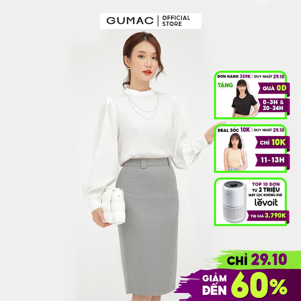 Áo sơ mi nữ tay dài phối phụ kiện GUMAC nhiều màu cao cấp AB556 - HÀNG MỚI VỀ
