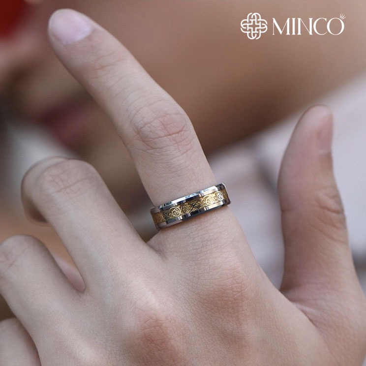 Nhẫn Nam Nữ Minco Accessories nhẫn Titan đẹp đơn giản không gỉ thiết kế họa tiết hoa văn độc đáo phá cách NT81
