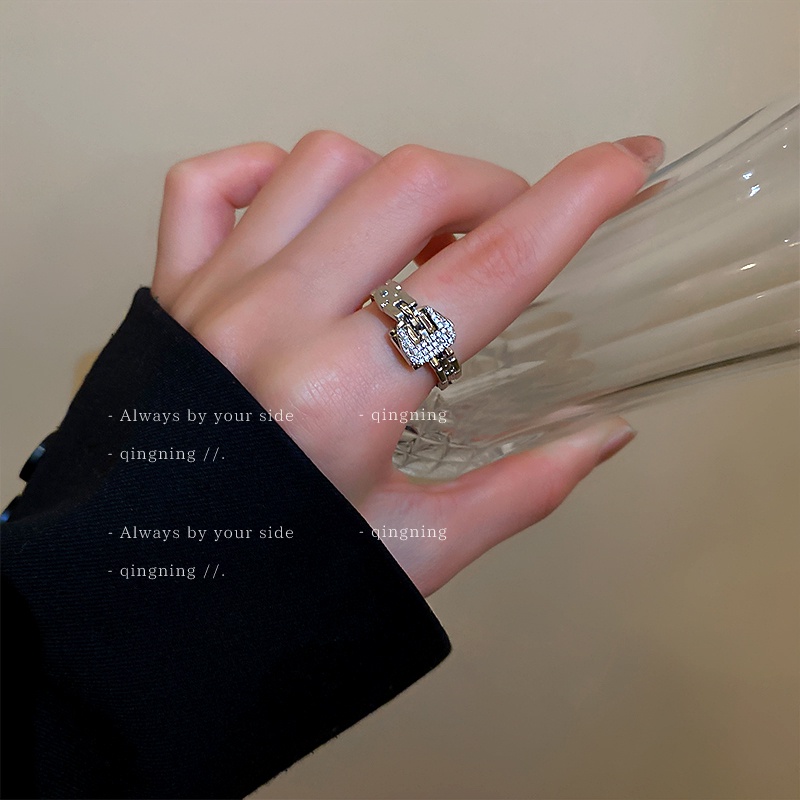 DREJEW Nhẫn kiểu rắn mạ vàng đính đá zircon thời trang chất lượng cao