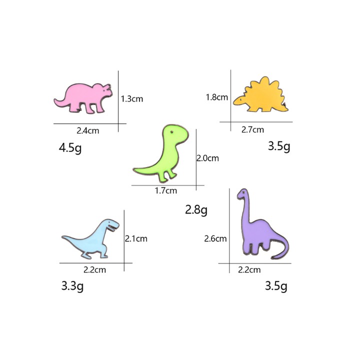 Sét 5 cúc ghim cài áo khủng long trang trí quần áo, Ba lô mũ giầy GC122