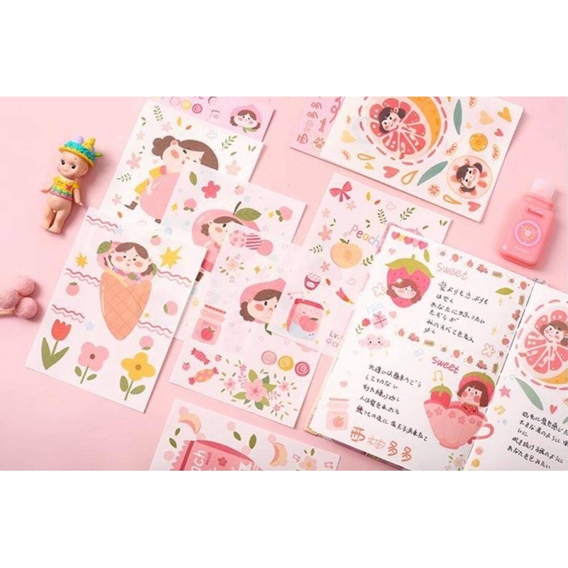 Sticker dán Cô bé ham ăn quà vặt