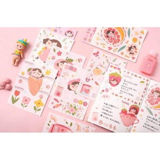 🍉Sticker dán Cô bé ham ăn quà vặt