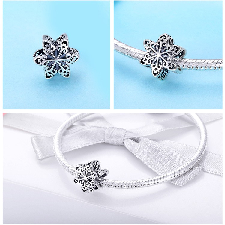 Hạt phụ kiện Bamoer hình bông tuyết thiết kế đơn giản sáng tạo làm trang sức thủ công