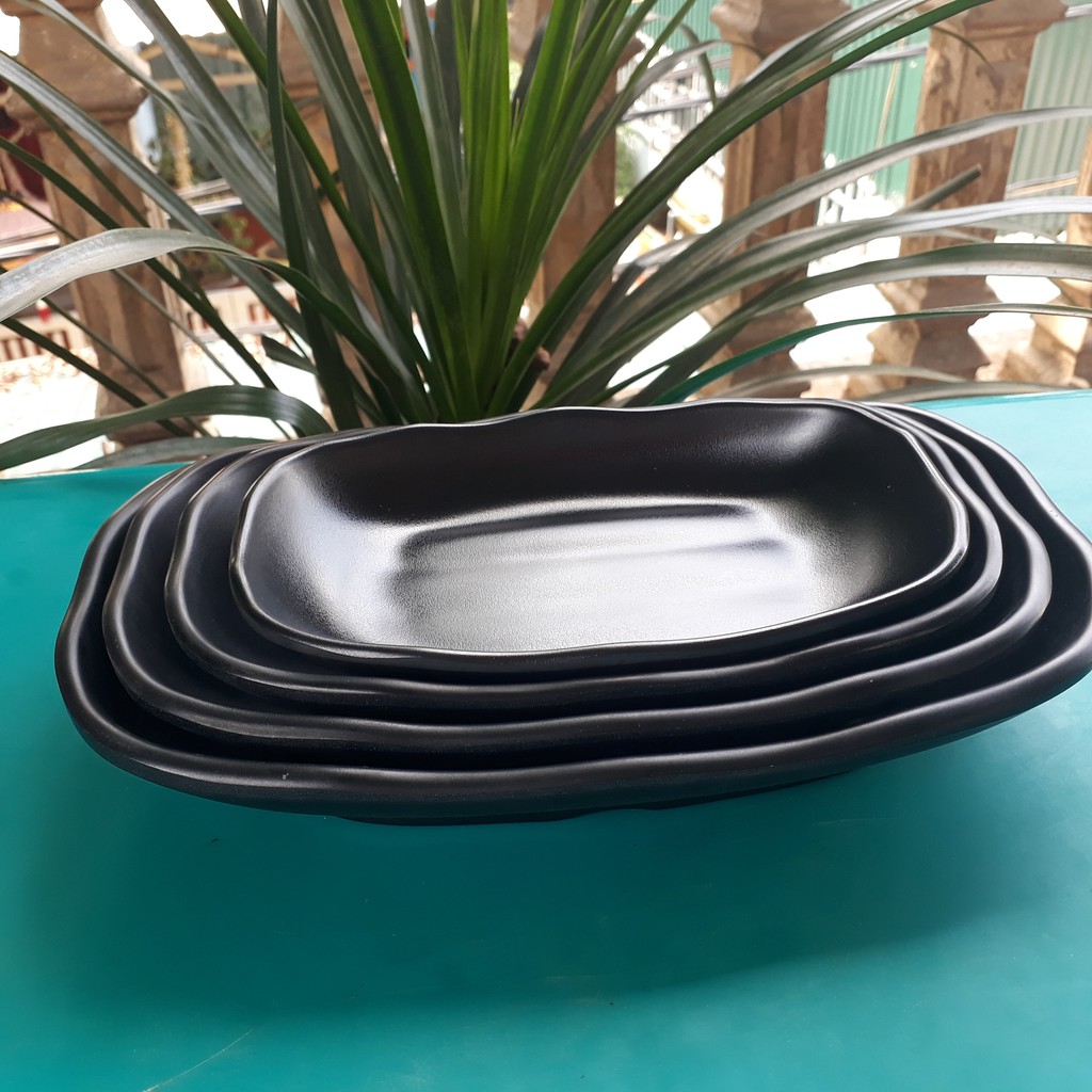 [100% Melamine] Đĩa Nhựa Phíp Bầu Dục Đủ Cỡ, Dĩa Đựng Salat, Các Món Hàn, Nhật, Việt Đẹp Mắt - Duonghieu6789