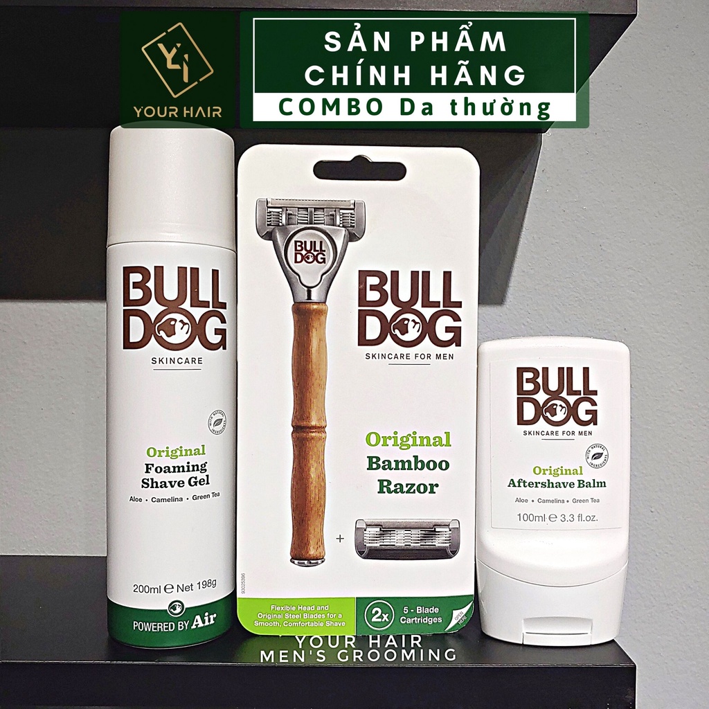 COMBO Cạo râu cho da thường Bulldog Original Foaming Shave gel | Bambo Razor | Aftershave Balm | After shave