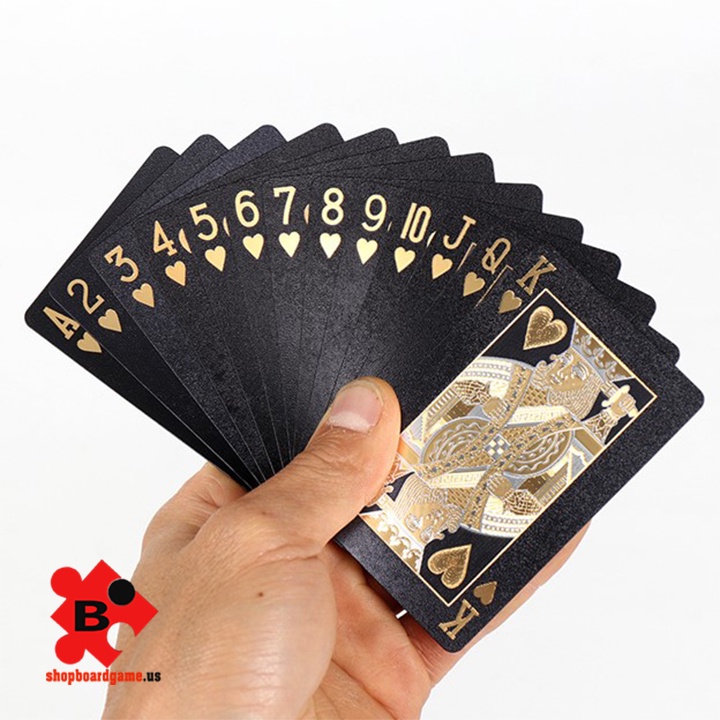 Bài tây nylon đen kiểu dáng đô la 100% plastic không thấm nước kèm hộp sắt cao cấp