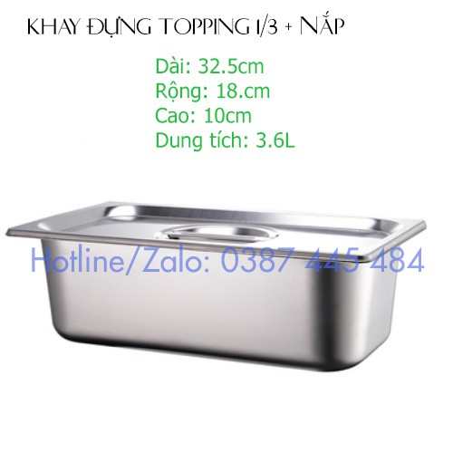 Khay đựng TOPPING Inox 304 cao cấp có Nắp đậy - Khay đựng thức ăn Buffet