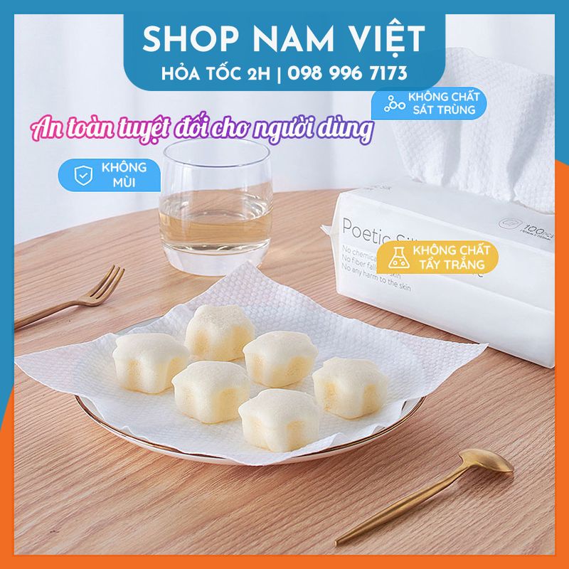 Khăn Vải Cotton Khô Đa Năng Tẩy Trang Lau Mặt