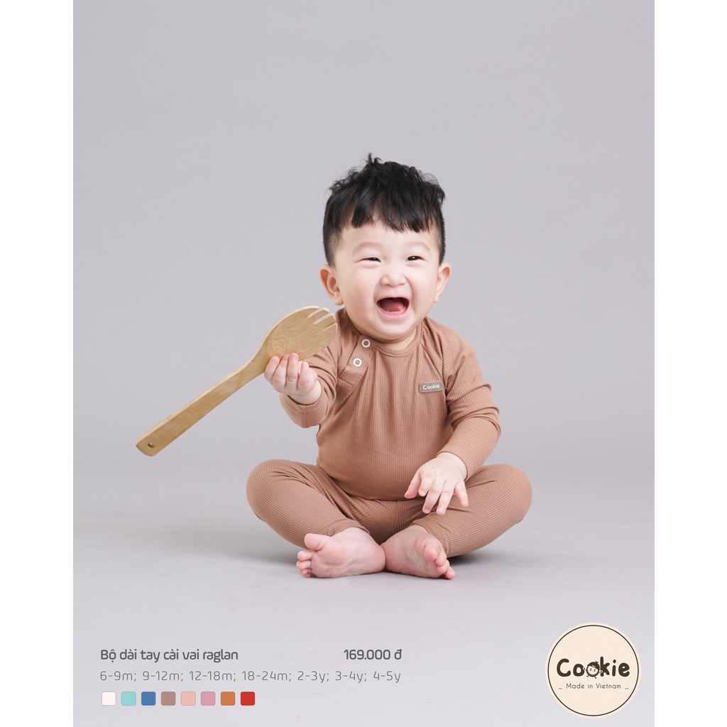 COOKIE Bộ raglan cho bé chất liệu tăm sợi tự nhiên an toàn cho da