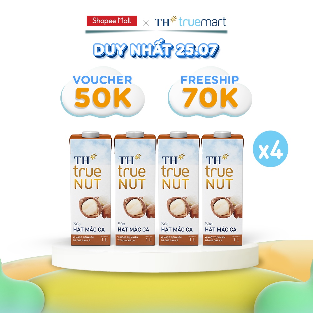 Combo 4 Hộp sữa hạt mắc ca TH True Nut 1L 1L x 4