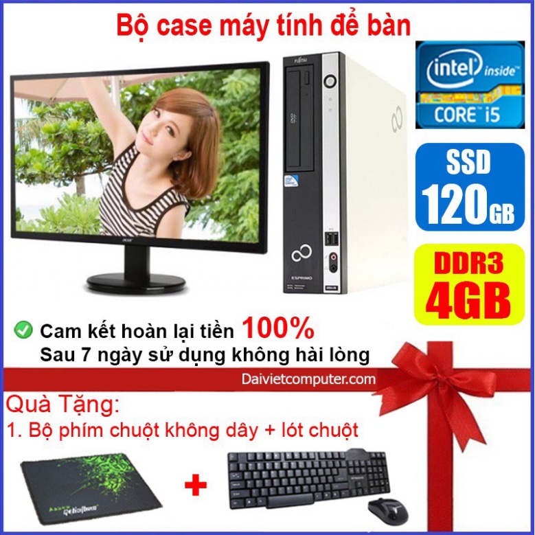 Bộ case máy tính để bàn Fujitsu CPU Core i7 / i5 / i3 / Ram 4GB / SSD 120GB / 240G + Màn hình 17 inch | BigBuy360 - bigbuy360.vn