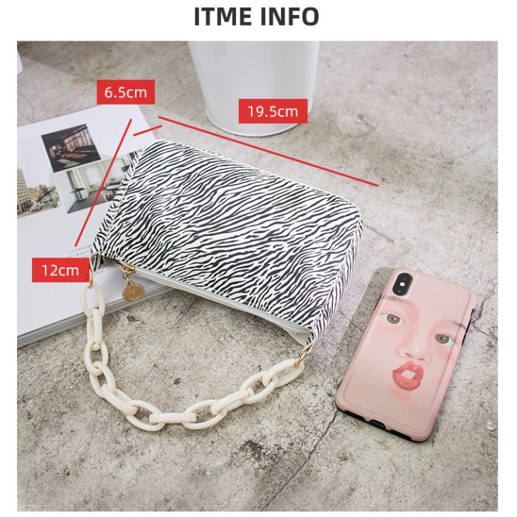 Túi kẹp nách vân ngựa vằn phối xích phong cách Retro DC09 túi đeo vai Chip Xinh Bag | BigBuy360 - bigbuy360.vn
