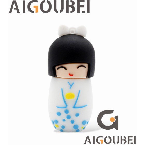USB hình bé gái mặc kimono bằng silicone xinh xắn 1gb 2gb 4gb 8gb thích hợp cho laptop / máy tính