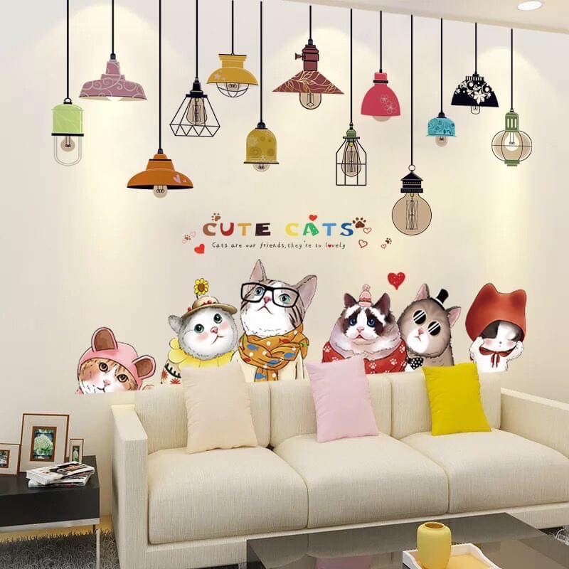 Decal dán tường đèn meo và đèn cây