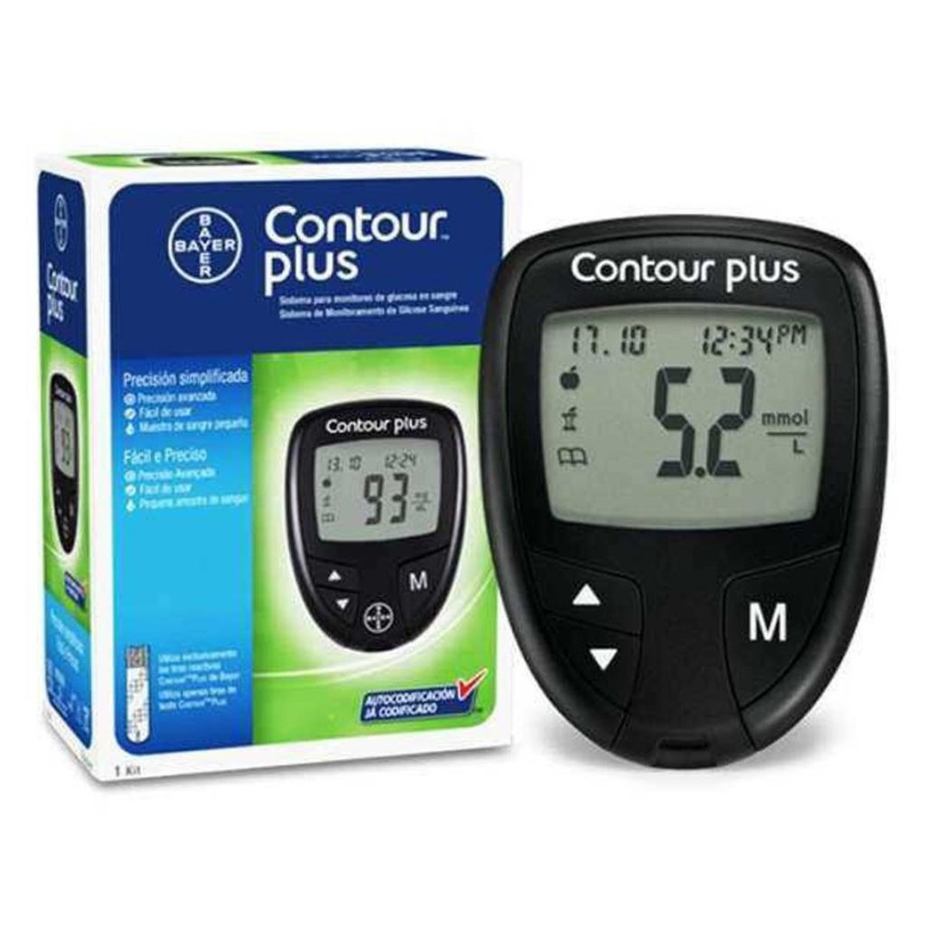 Máy đo đường huyết Bayer Contour Plus Đức, loại bền, xin hay dùng trong bệnh viện, bao gồm kim & bút chích máu