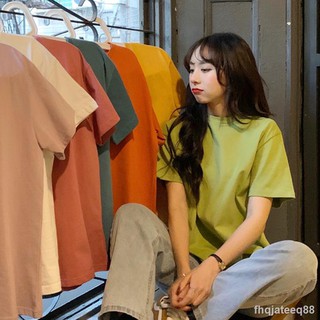 Áo Thun Tay Lỡ Dáng Rộng Màu Sắc Đơn Giản Phong Cách Hàn Quốc Thời Trang Mùa Hè 2020 Cho Nữ