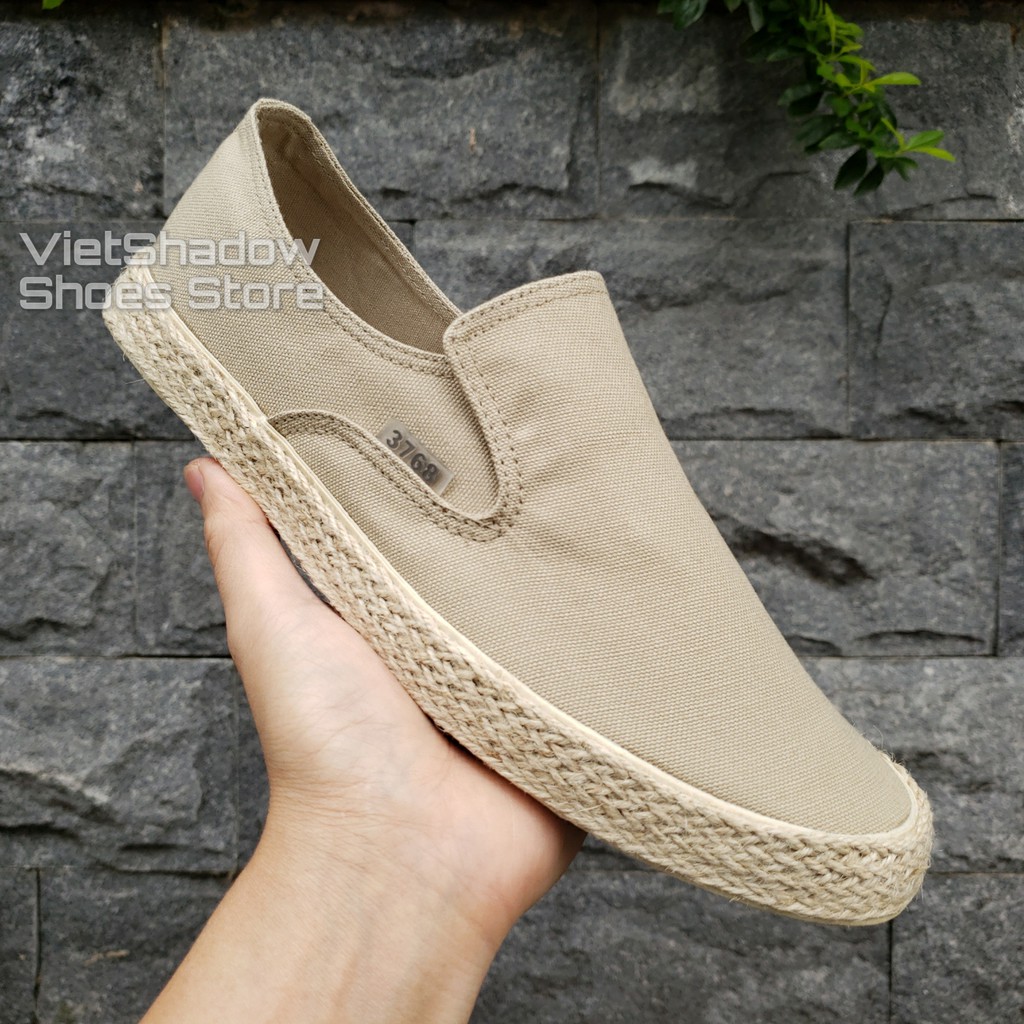 Slip on - Giày lười vải nam cao cấp thương hiệu 3768 - Vải thô 4 màu đen, khaki, Xanh, Đỏ - Mã SP 616C