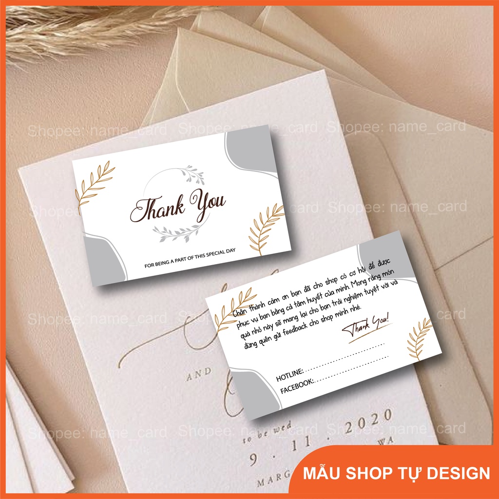 Card visit thiệp cảm ơn khách hàng thank you card rẻ đẹp kích thước 5,5x9 cm hàng có sẵn tại shop