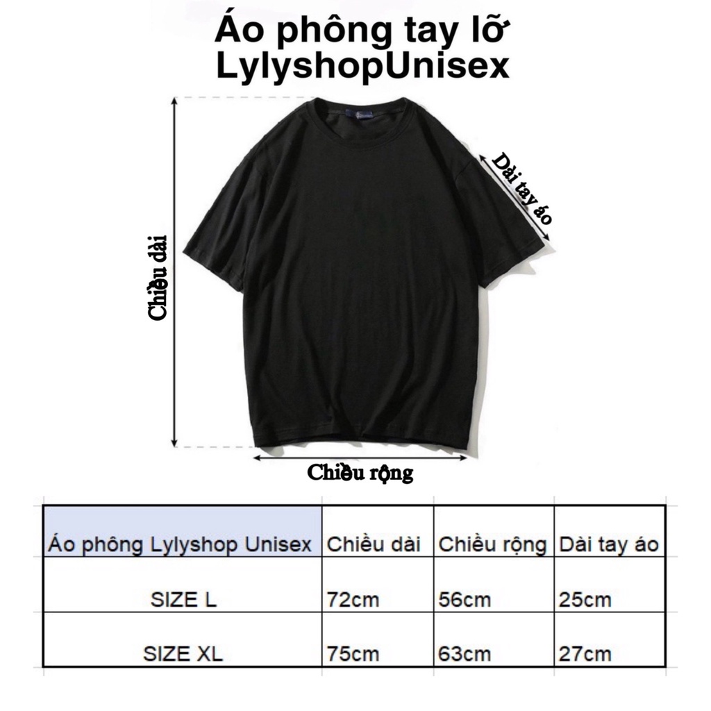 Áo thun nam nữ chất vải thun 3158 Lylyshop Unisex, kiểu áo phông oversize form rộng phong cách unisex