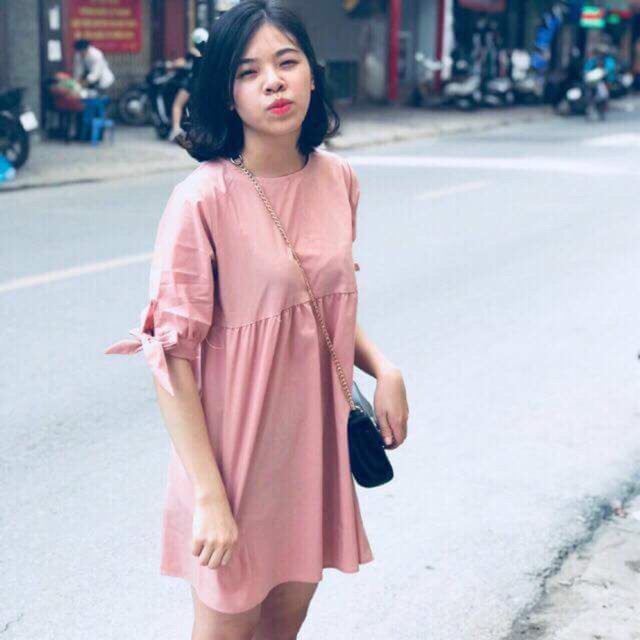Váy baby doll nơ tay (hình chụp thật)