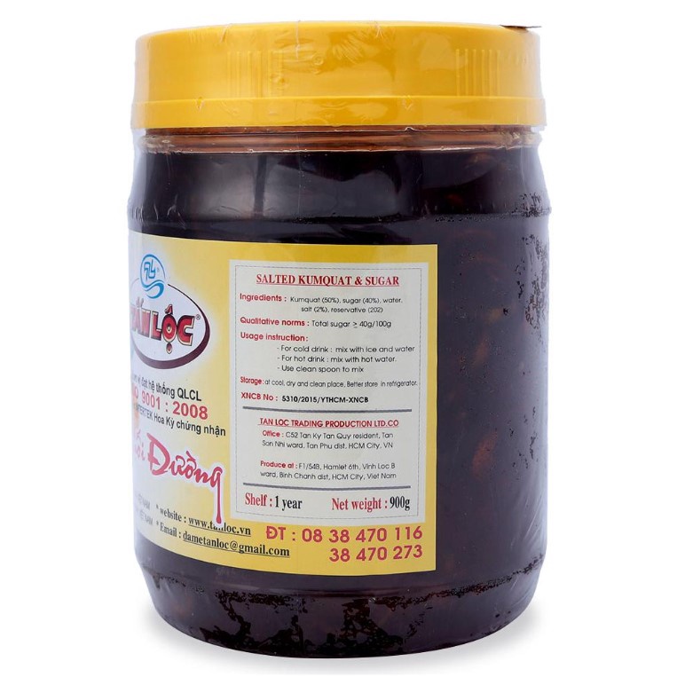 Tắc Muối Đường Tấn Lộc Đủ Size 900G/580G - Tắc Tấn Lộc Chính Hãng