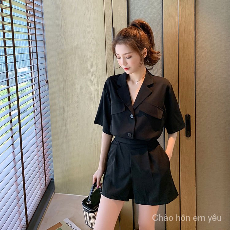 Bộ đồ vest gồm áo + quần short ống rộng thời trang Hàn Quốc mùa hè cho nữ