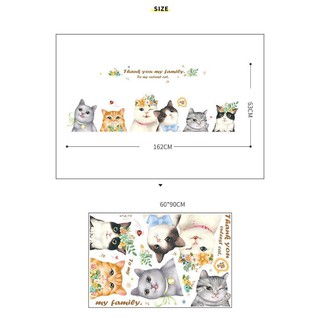 decal dán tường gia đình mèo