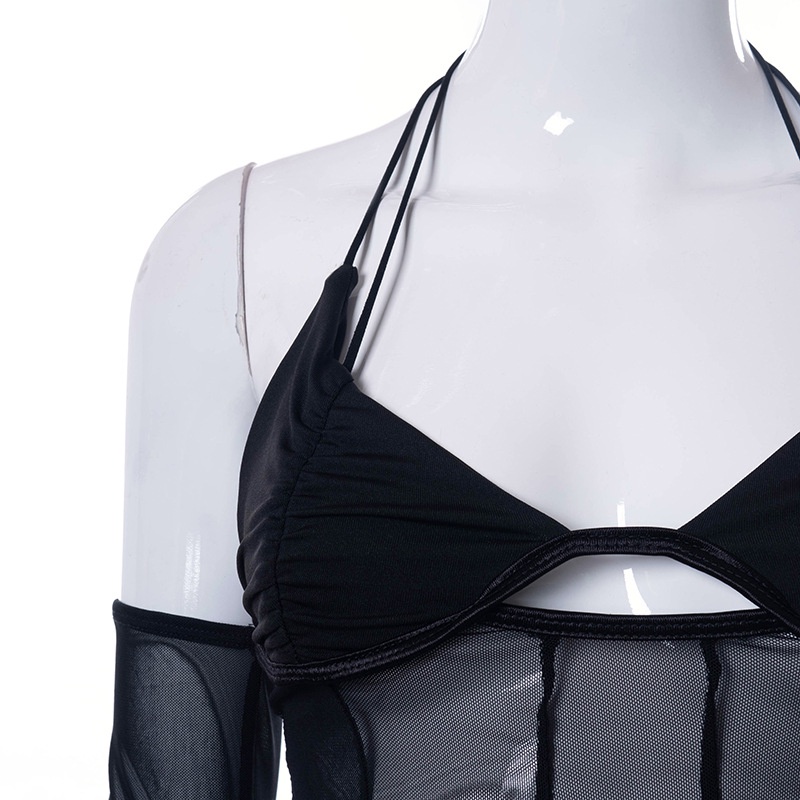 DUNEA Áo Kiểu Cổ Yếm Phối Ren Thiết Kế Mới Quyến Rũ Thời Trang Dành Cho Nữ