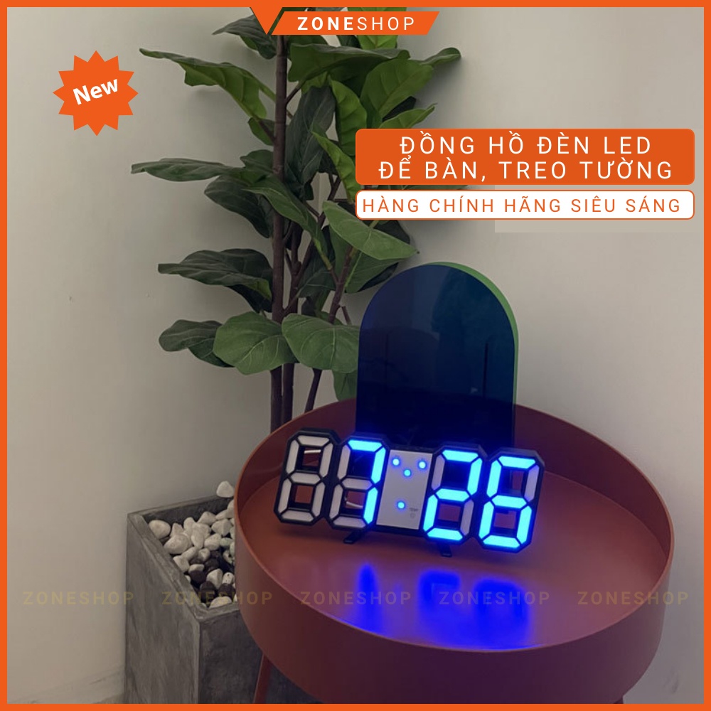 Đồng Hồ LED 3D Để Bàn, Treo Tường Thông Minh ZONEHOUSE Smart Clock Với Chức Năng Báo Thức, Nhiệt Độ, Cảm Biến [ZONESHOP]