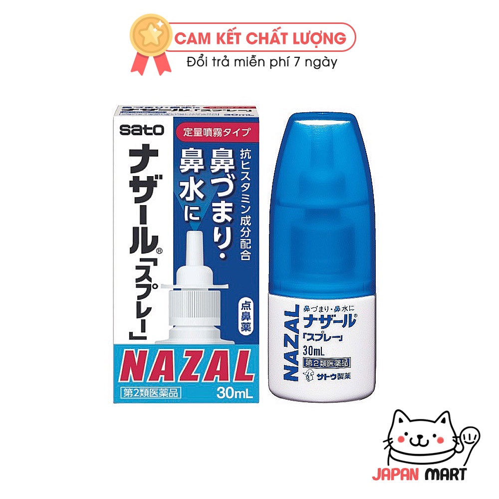 Xịt xoang mũi NAZAL Nhật Bản 30ml - Xịt Nazal Sato Giảm Sổ Mũi, Ngạt Mũi, Nghẹt Mũi Cho Trẻ Từ 7 tuổ