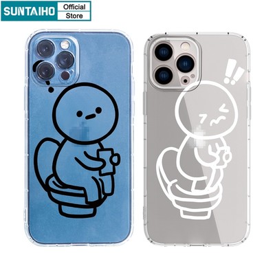 Ốp lưng iphone Ốp điện thoại Suntaiho bằng TPU trong suốt họa tiết nhà vệ sinh vui nhộn cho IPhone 13 12 11 Pro Max X Xs Max XR 8 7