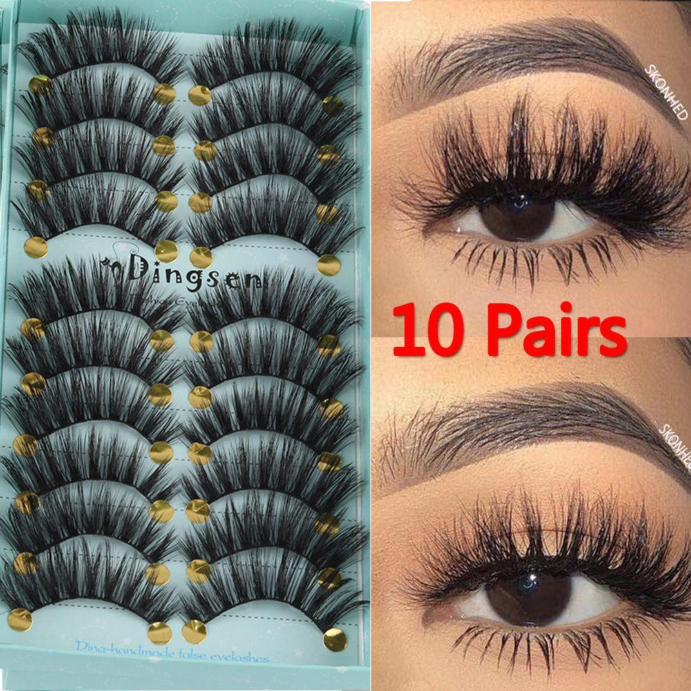 KAREN Bộ 10 Cặp Lông Mi Giả 3D Tự Nhiên