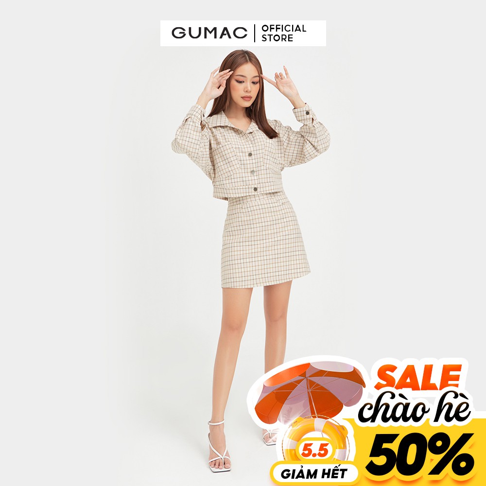 [Mã WABR2711 giảm 10% đơn 250K] Chân váy nữ caro GUMAC phong cách Hàn Quốc sang trọng VB432