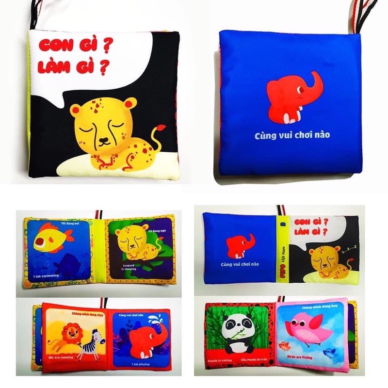 Combo 6 sách vải song ngữ cho bé/ sách cho trẻ sơ sinh