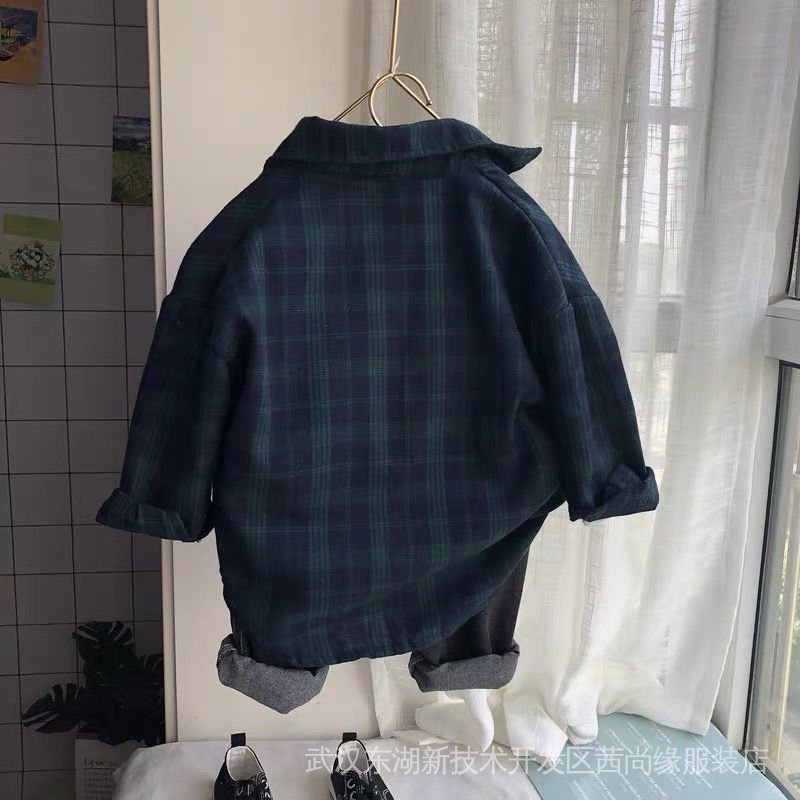 Áo Sơ Mi Caro Tay Dài Phong Cách Hàn Quốc Thời Trang Xuân Thu Mới Cho Bé Trai