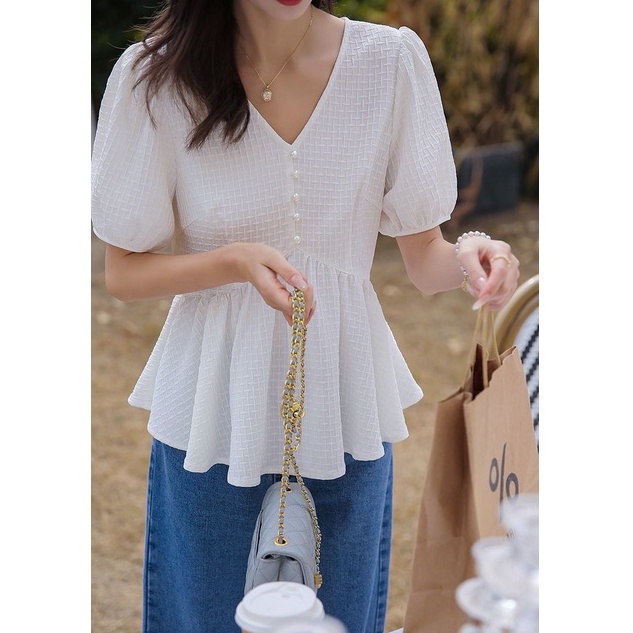 Áo Nữ Tay Ngắn Cổ Chữ V Thời Trang Quyến Rũ