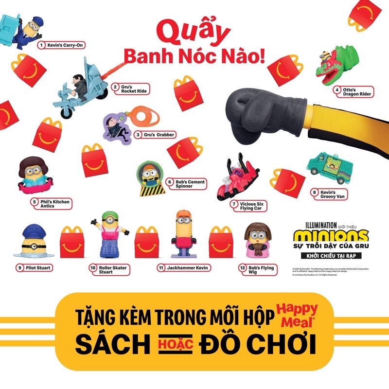 Mô hình đồ chơi Minions mc donald mcdonald sự trỗi dậy của Gru