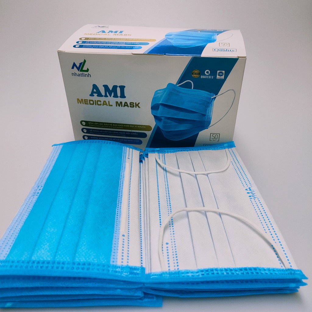 Khẩu trang y tế Ami Medial mask giấy kháng khuẩn hộp 50c - ami official