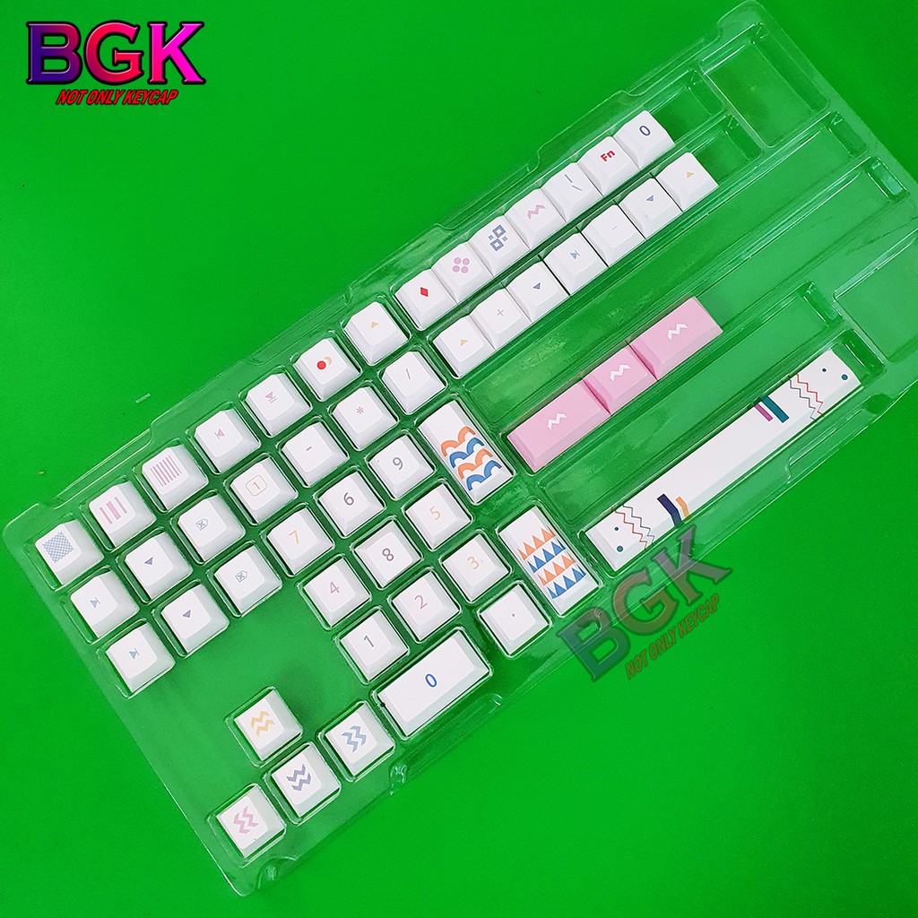 Bộ Keycap Memphis Thick PBT Cherry Profile Dye Sub 126 Nút cân được hầu hết các layout dị