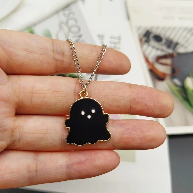 Vòng cổ Mặt Hình Ma Hoạt Hình Màu Trắng/Đen/Hồng Dễ Thương Thời Trang Halloween Dành Cho Cặp Đôi