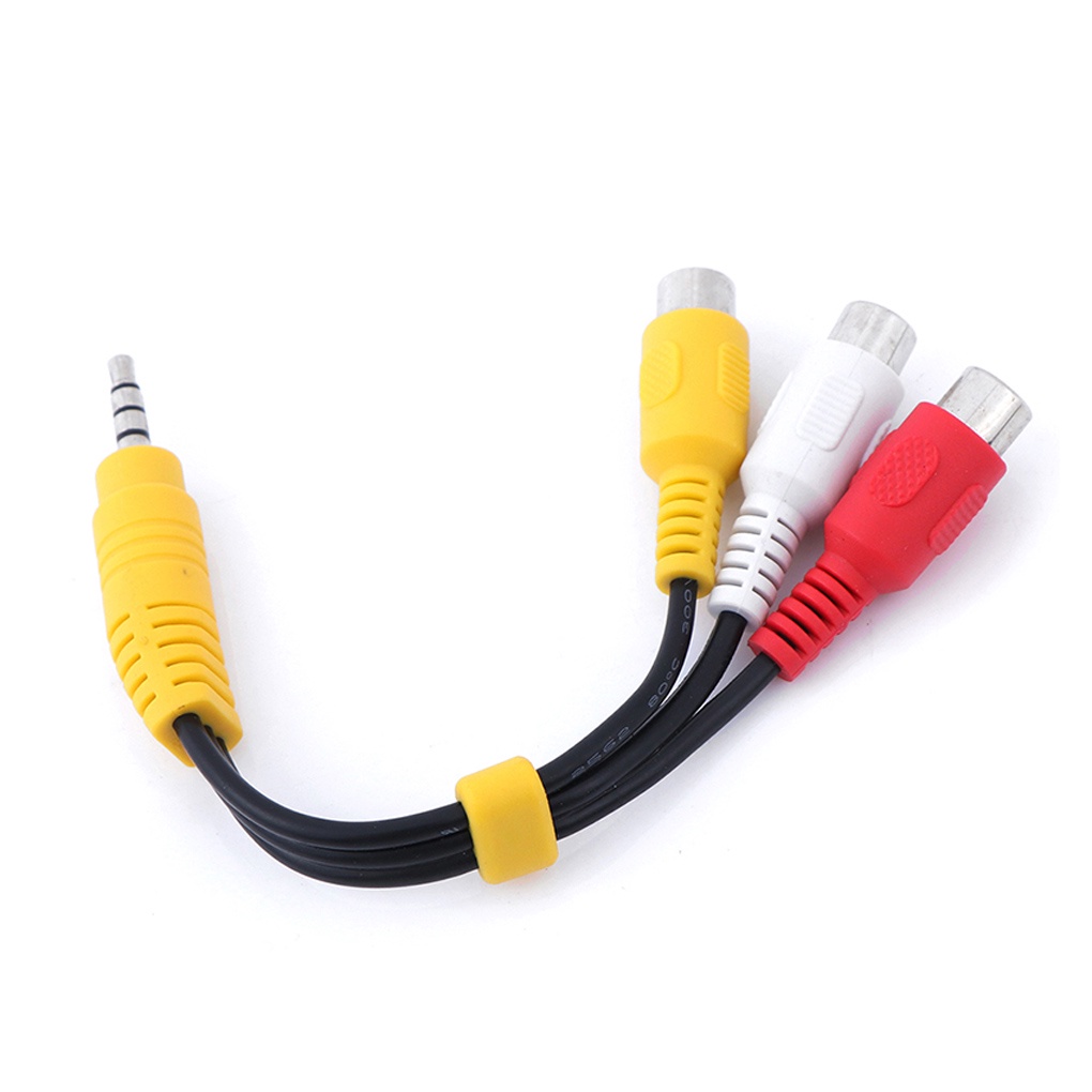 Splitter 3 5mm to 3 RCA Female Audio Video Cable Composite AV Adapter Cord for TV VCR Projector