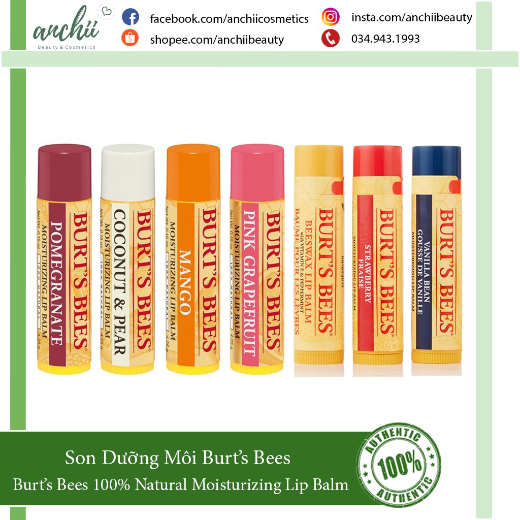 [TOP 1 UY TÍN] Son Dưỡng Burt's Bees 100% Natural Moisturizing Lip Balm