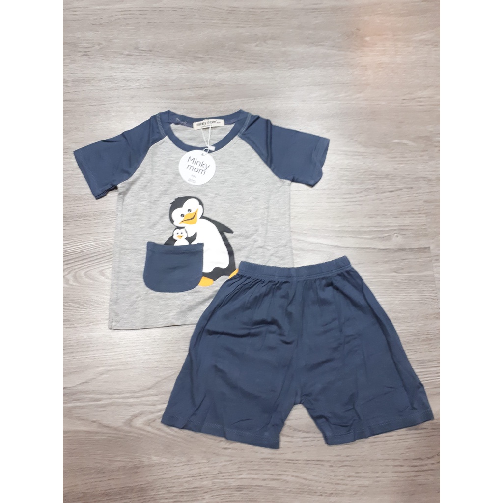 Bộ Cộc Tay Thun Lạnh Minky Mom Bé Trai, Bé Gái Size 8-18kg 💖 Bộ Ngắn Tay Chim Cánh Cụt Bé Trai Bé Gái Thun Lạnh Mềm Mát
